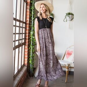 TALL Plus 3X  Black Leopard Print Maxi Dress w/ Pockets – NEW Boutique
